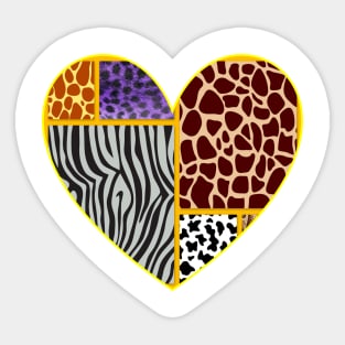 Love Heart Shape Jungle Print Design Sticker